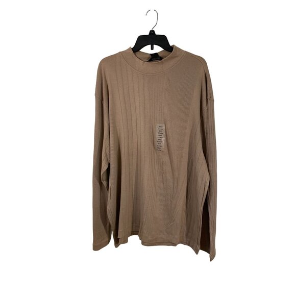 J. Ferrar X-Large Light Camel Long Sleeve Modern Ribbed Knit Polo - Picture 1 of 8